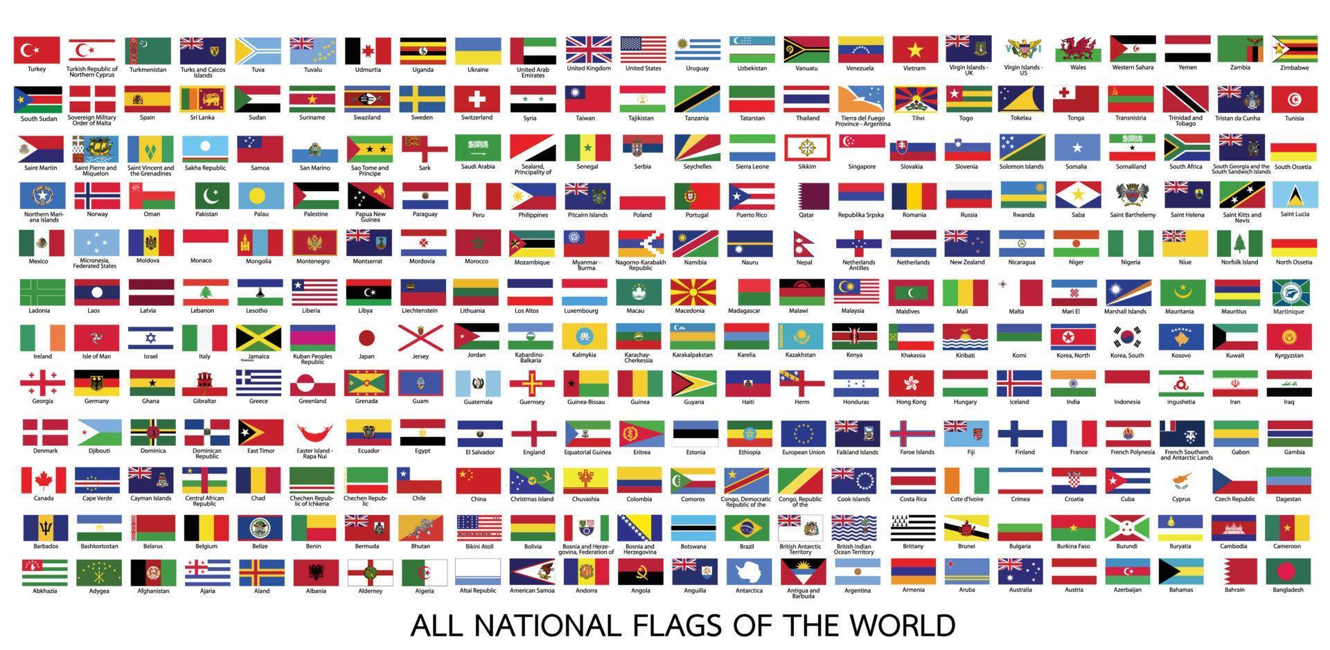 tous les drapeaux nationaux officiels du monde vecteur