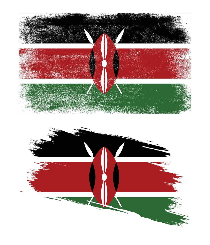 drapeau kenya avec texture grunge vecteur