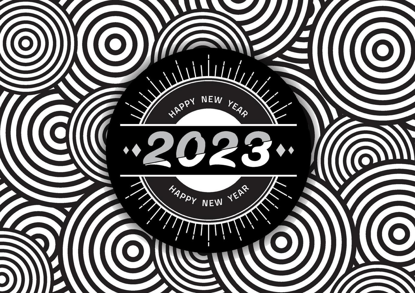 bonne année 2023 avec fond abstrait doodle avec cercles noirs vecteur