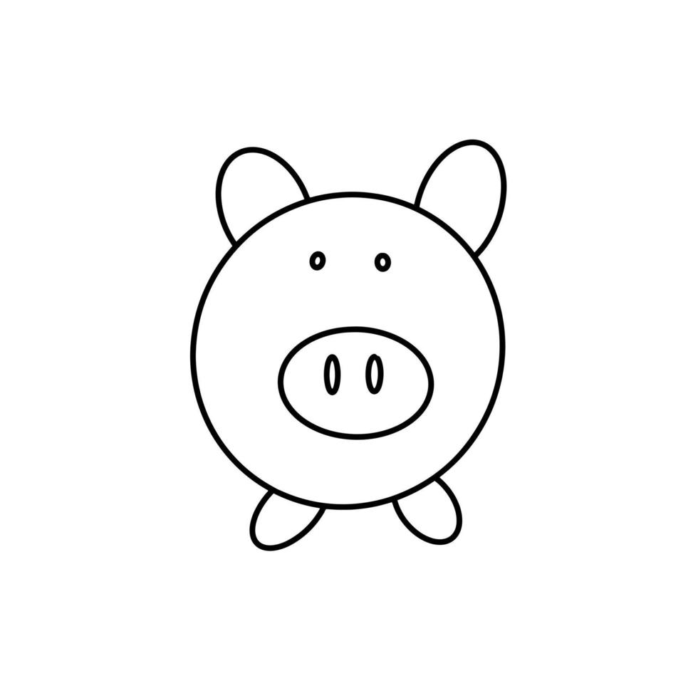 doodle de ligne organique dessinée à la main financière de banque d'argent de porc vecteur