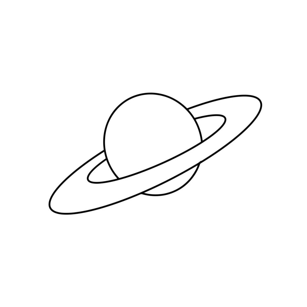 saturne astronomie physique doodle de ligne organique dessiné à la main vecteur