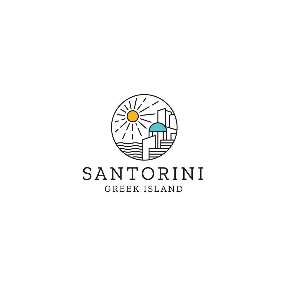 modèle de conception d'icône de logo d'île grecque de santorin vecteur premium