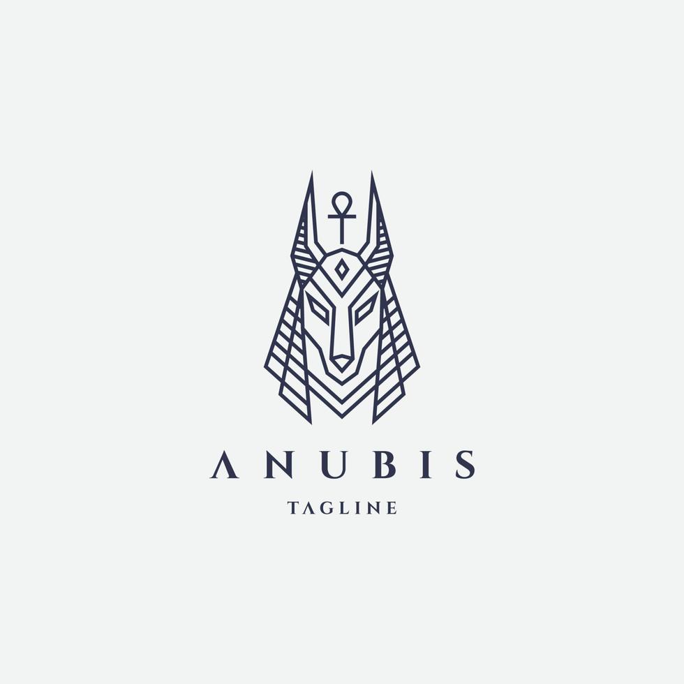 logo anubis avec modèle de conception de style de ligne vecteur illustration d'étiquette vintage rétro hipster