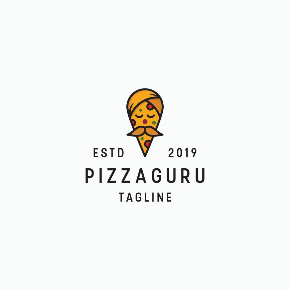 modèle de conception d'icône de logo de gourou de pizza illustration vectorielle plate vecteur