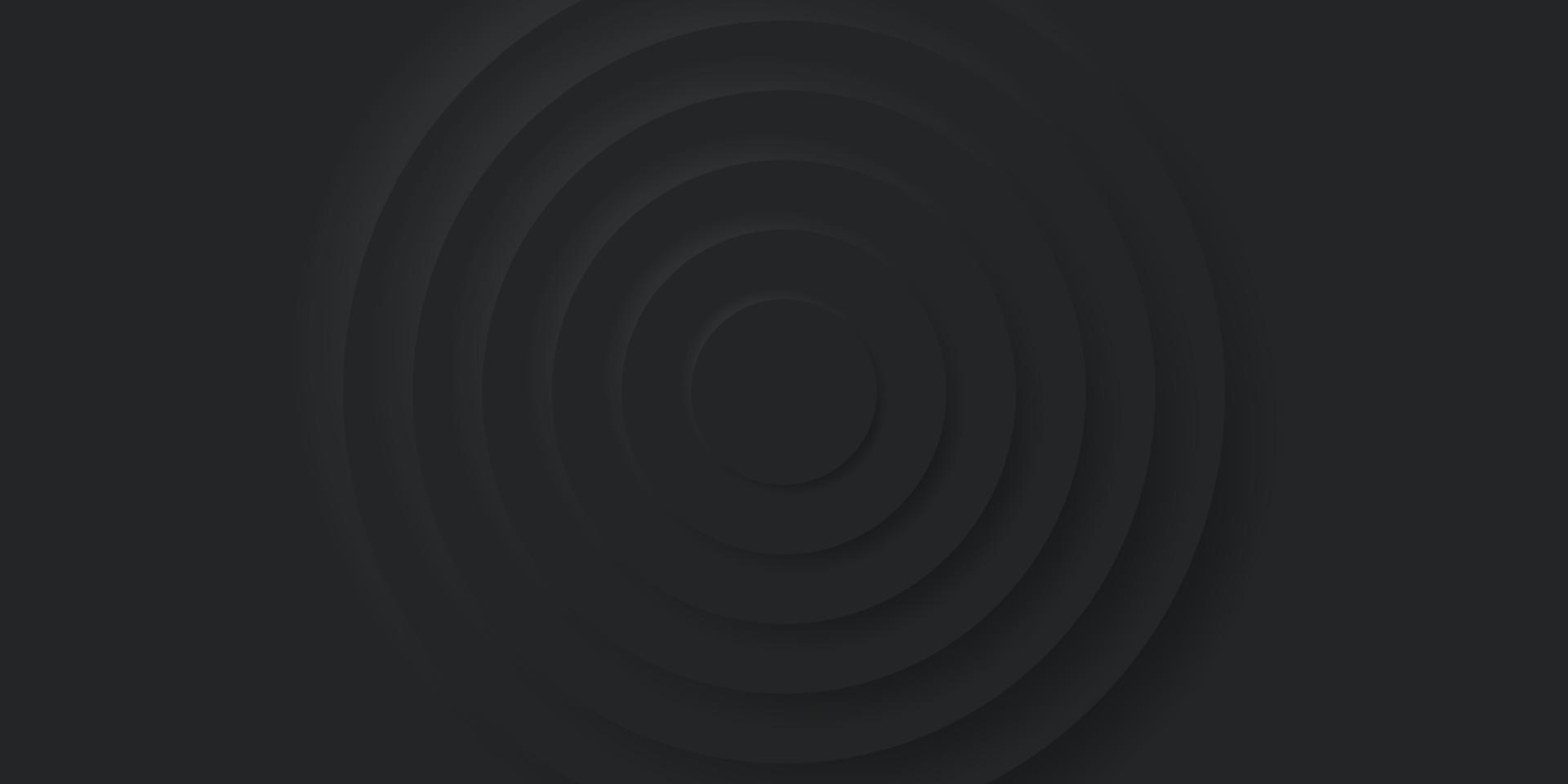 conception de papier peint moderne circulaire abstrait noir. fond de cercle futuriste dans le style neumorphisme. motif vide rond géométrique. couverture de minimalisme concentrique vierge. illustration vectorielle. vecteur