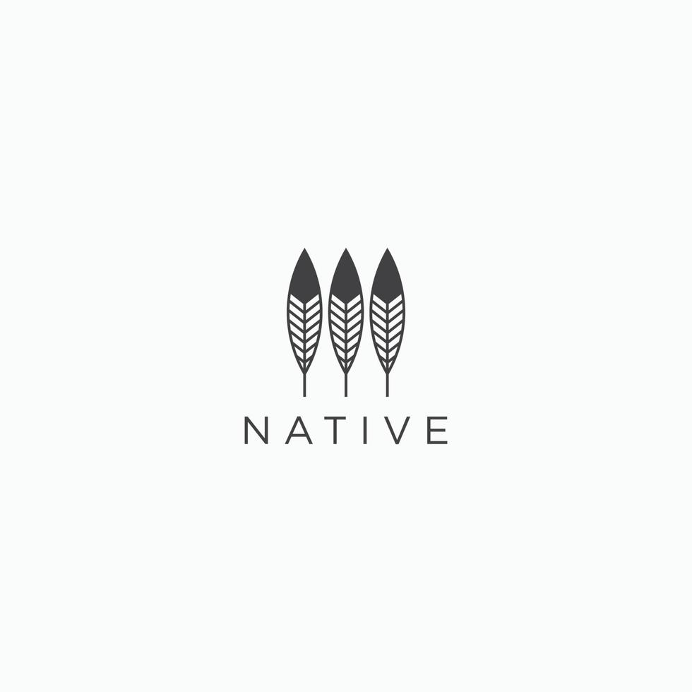 modèle de conception d'icône de logo de plume indigène vecteur plat