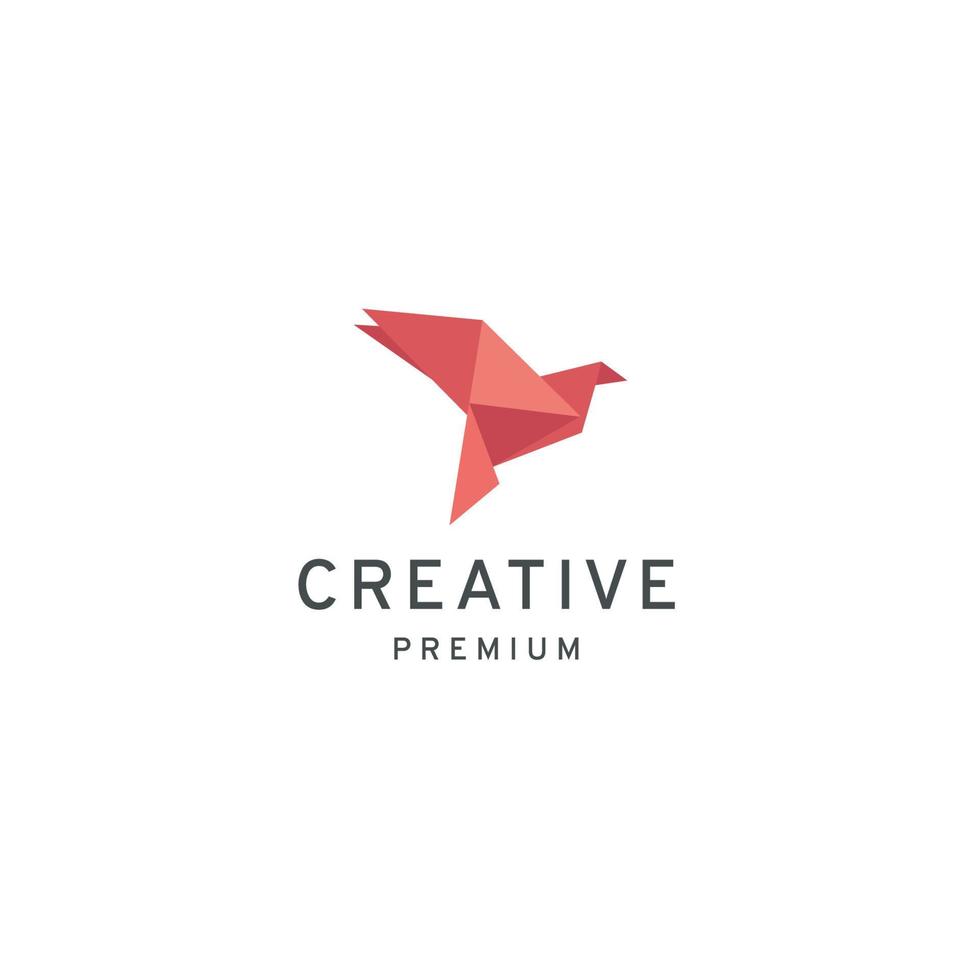 papier oiseau low poly logo icône modèle de conception vecteur premium