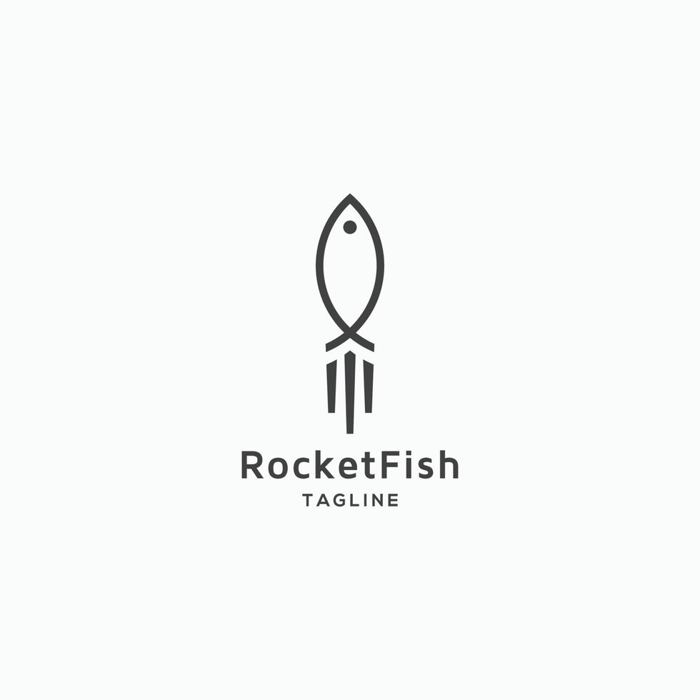 modèle de conception de logo de poisson fusée avec style d'art en ligne. moderne et luxe - vecteur