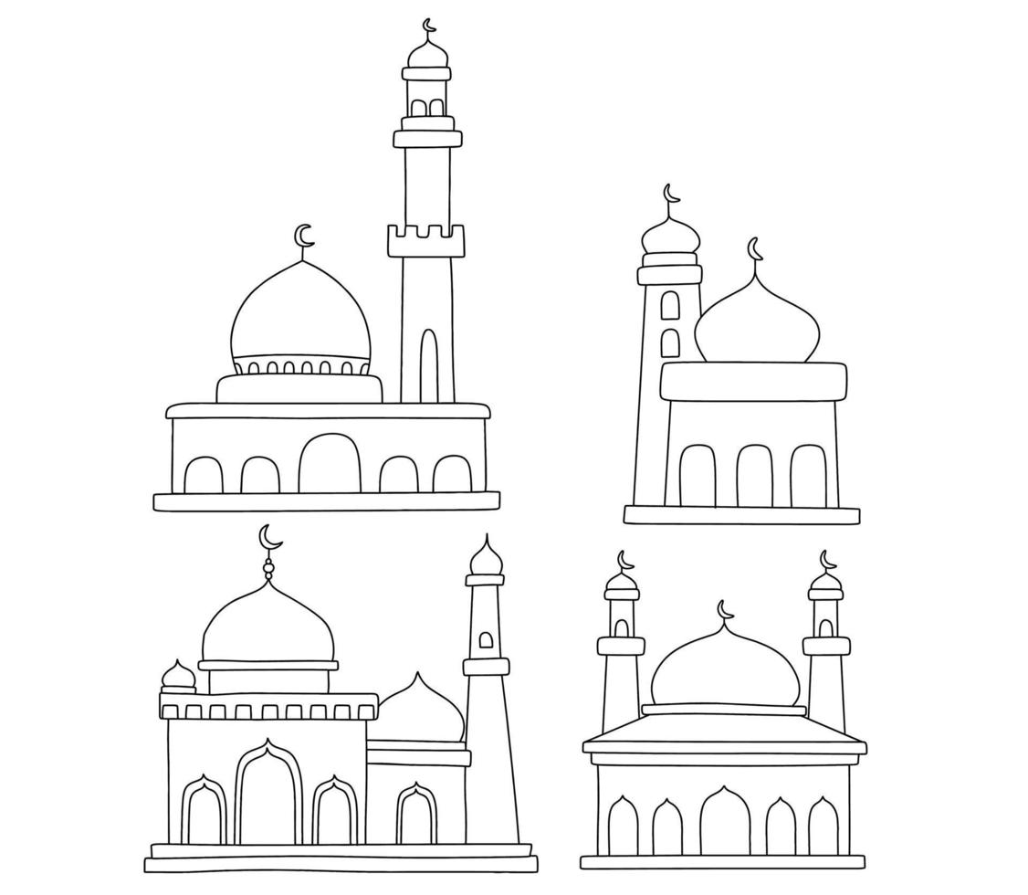 mosquée en illustration de style doodle.vector vecteur