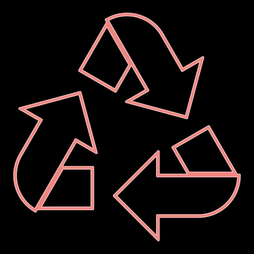 flèches de recyclage au néon dans un cercle l'image de style plat d'illustration vectorielle de couleur rouge vecteur