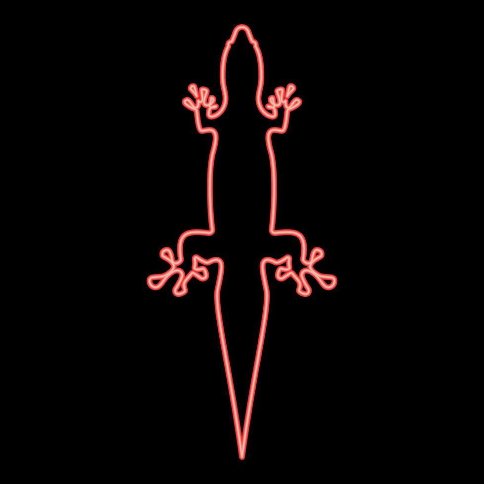 image de style plat d'illustration vectorielle de couleur rouge lézard néon vecteur