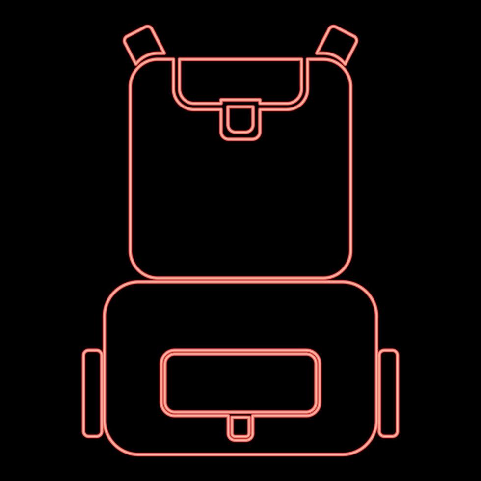 sac à dos néon couleur rouge illustration vectorielle image de style plat vecteur