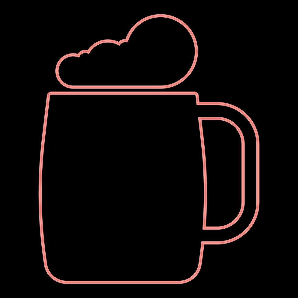 verre de bière au néon l'image de style plat d'illustration vectorielle de couleur rouge vecteur