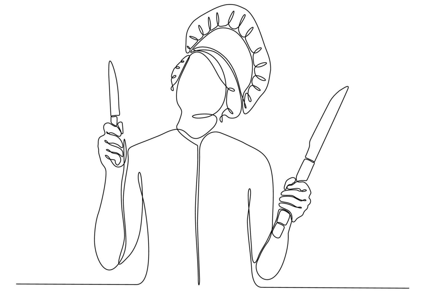 un dessin en ligne continu de jeune belle femme chef. bon goût de la nourriture dans le concept de restaurant de l'hôtel dessin au trait unique conception graphique illustration vectorielle vecteur