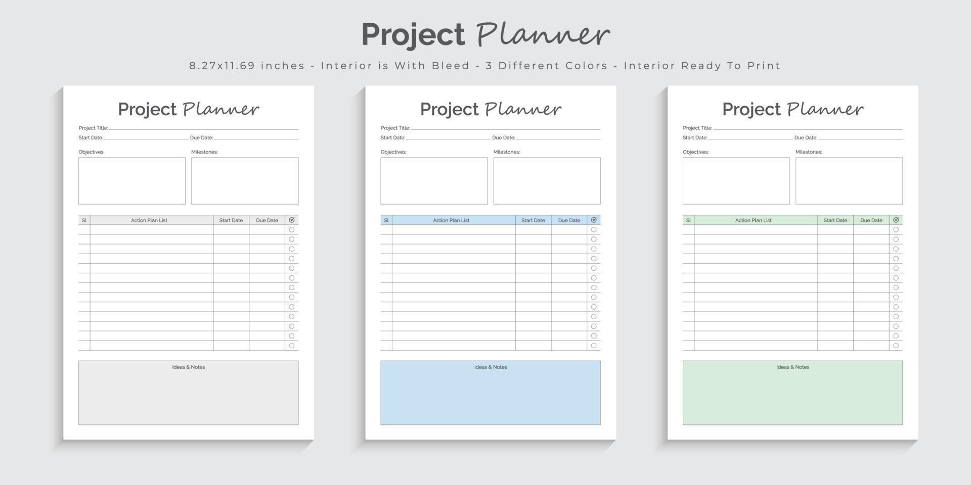 journal de bord du planificateur de projet et modèle de design d'intérieur imprimable de suivi vecteur