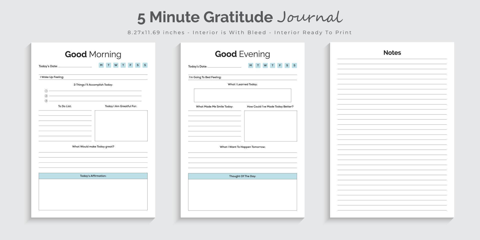 journal de gratitude de cinq minutes et modèle de design d'intérieur  imprimable de suivi 7435611 Art vectoriel chez Vecteezy