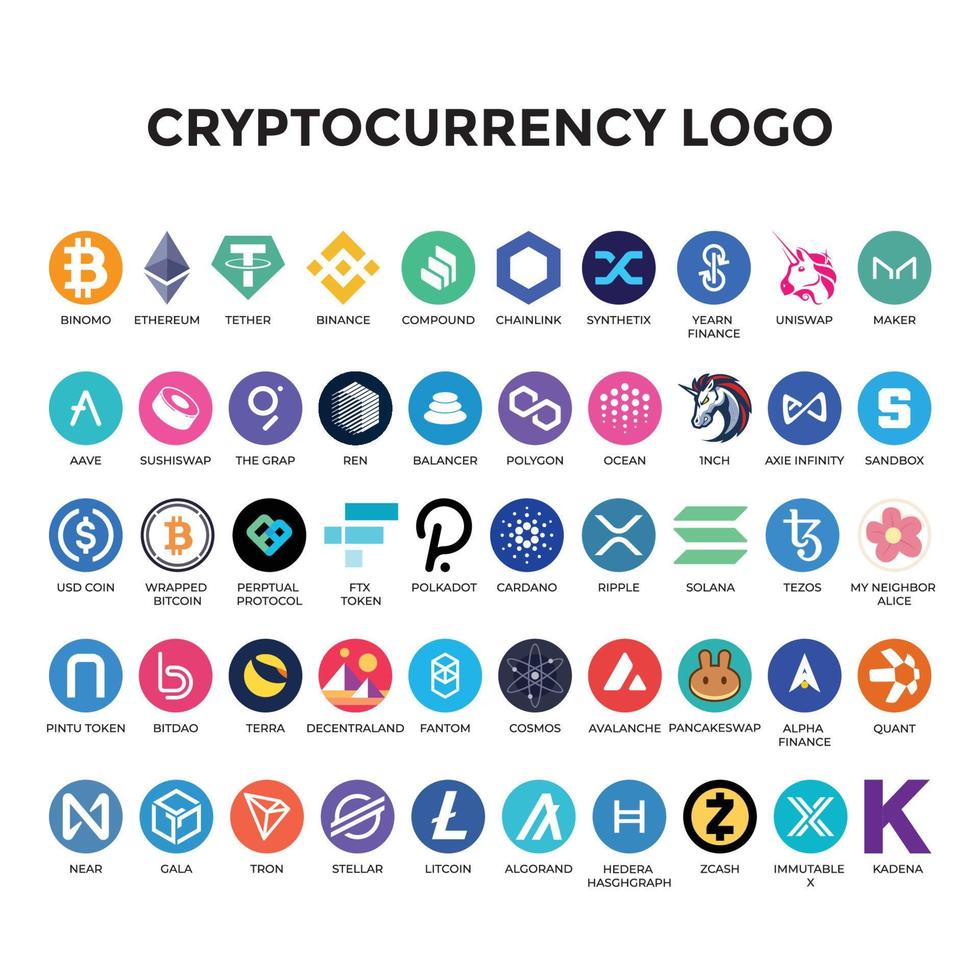 logo de crypto-monnaie complet avec fond blanc vecteur