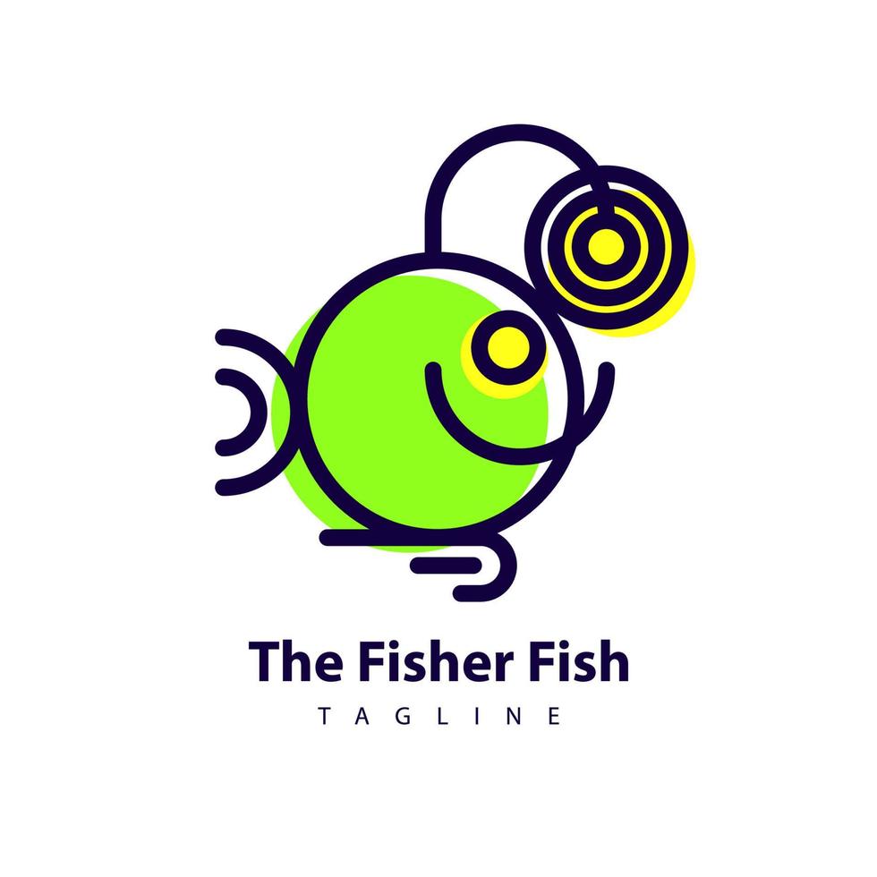 la conception du logo du poisson pêcheur vecteur