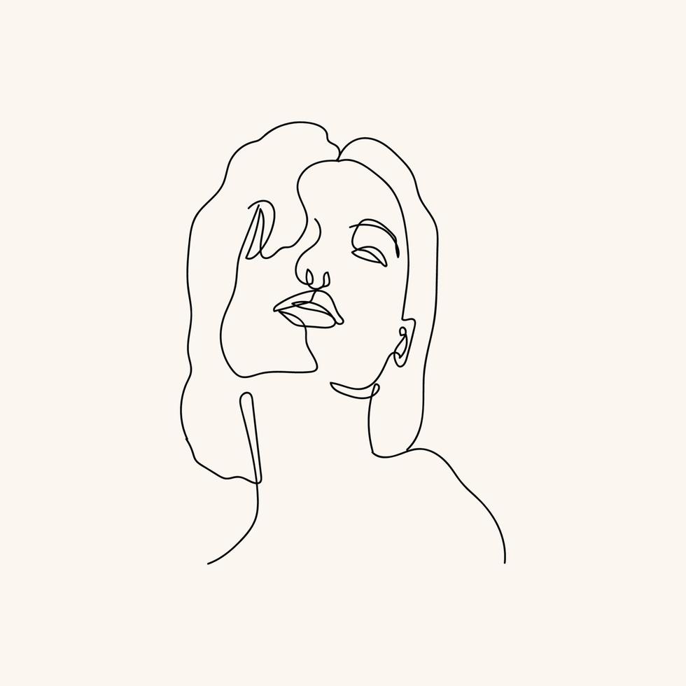 femme minimale illustration dessinée à la main. dessin de style en une ligne vecteur