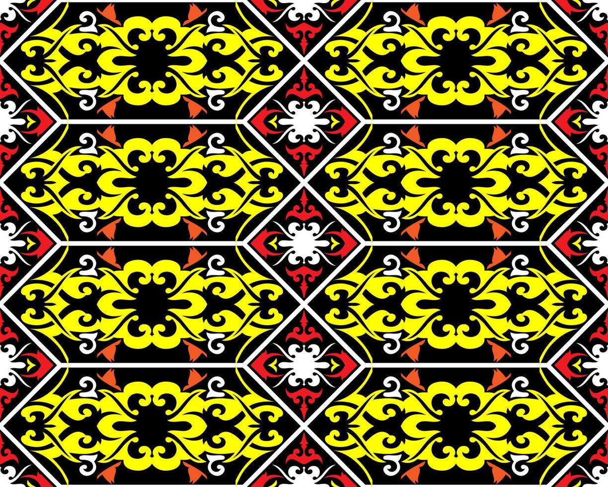 motif harmonieux de motif ethnique dayak.motif de tissu indonésien traditionnel.motif bornéo. inspiration de conception de vecteur. textile créatif pour la mode ou le tissu vecteur