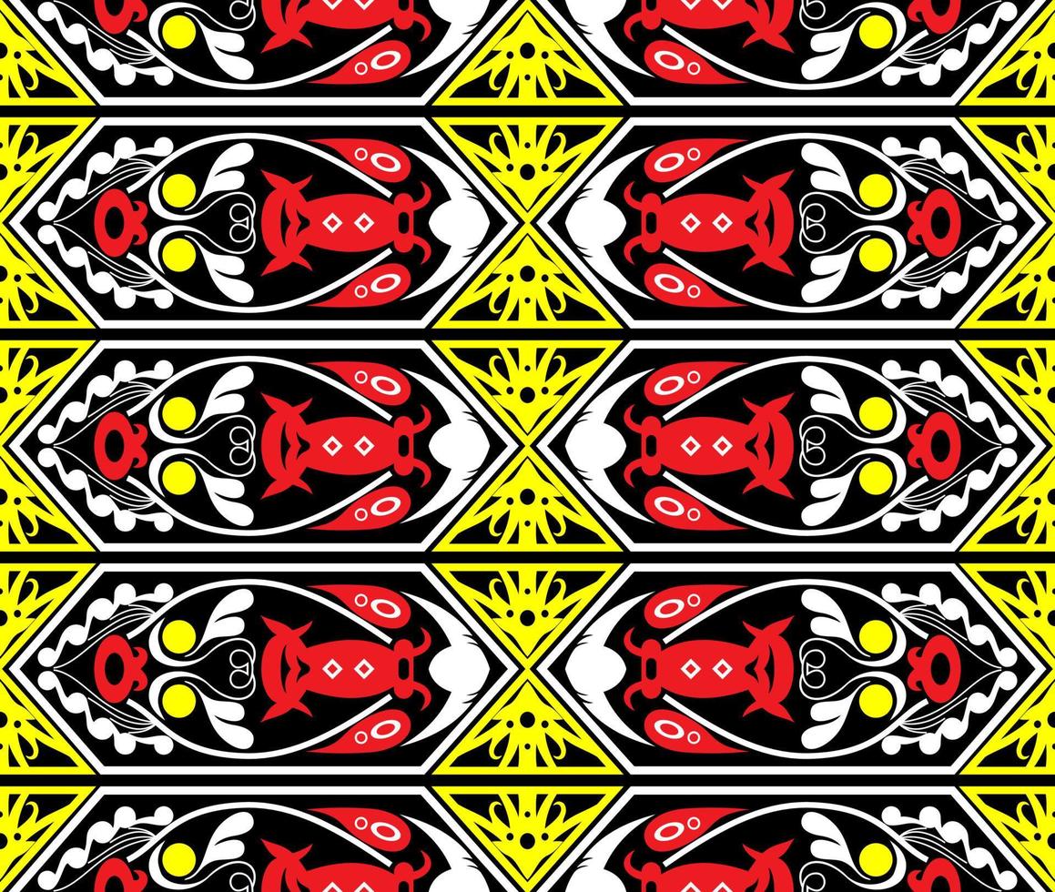 motif harmonieux de motif ethnique dayak.motif de tissu indonésien traditionnel.motif bornéo. inspiration de conception de vecteur. textile créatif pour la mode ou le tissu vecteur