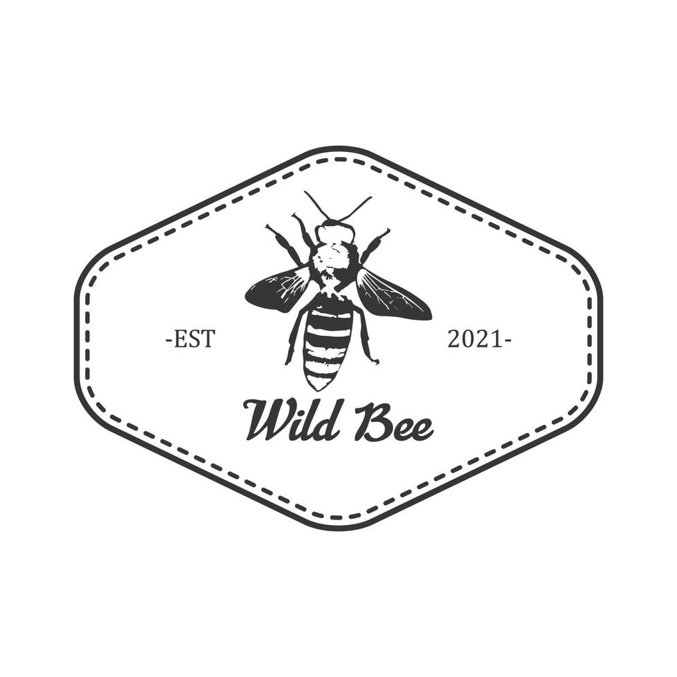 logo vintage d'abeille sauvage qui peut être utilisé dans divers besoins. emblèmes, étiquettes de produits, icônes, symboles et diverses fins commerciales. vecteur