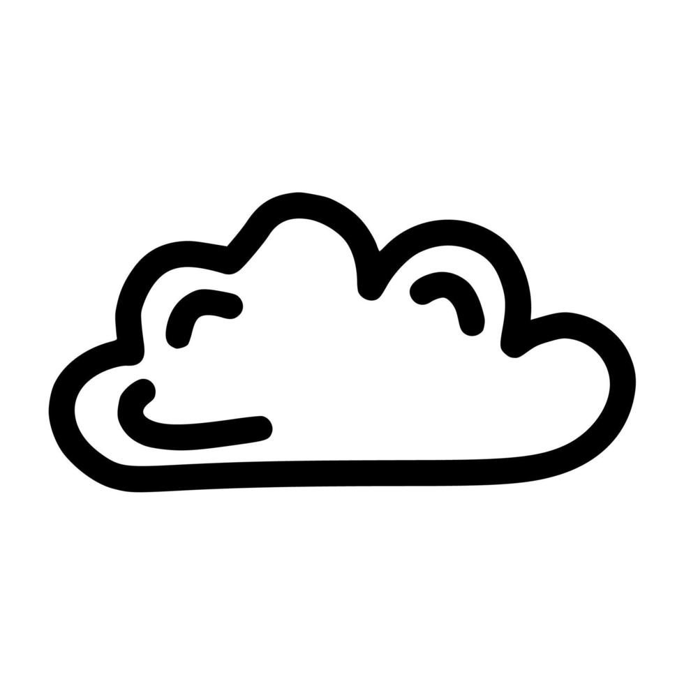 nuage unique doodle icône météo vectorielle de style contour dessiné à la main pour livre de coloriage et autocollant vecteur