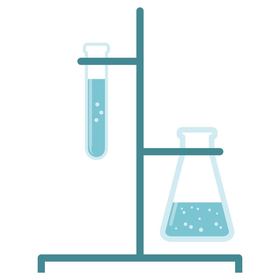 équipement de laboratoire scientifique, bécher et tube à essai. vecteur