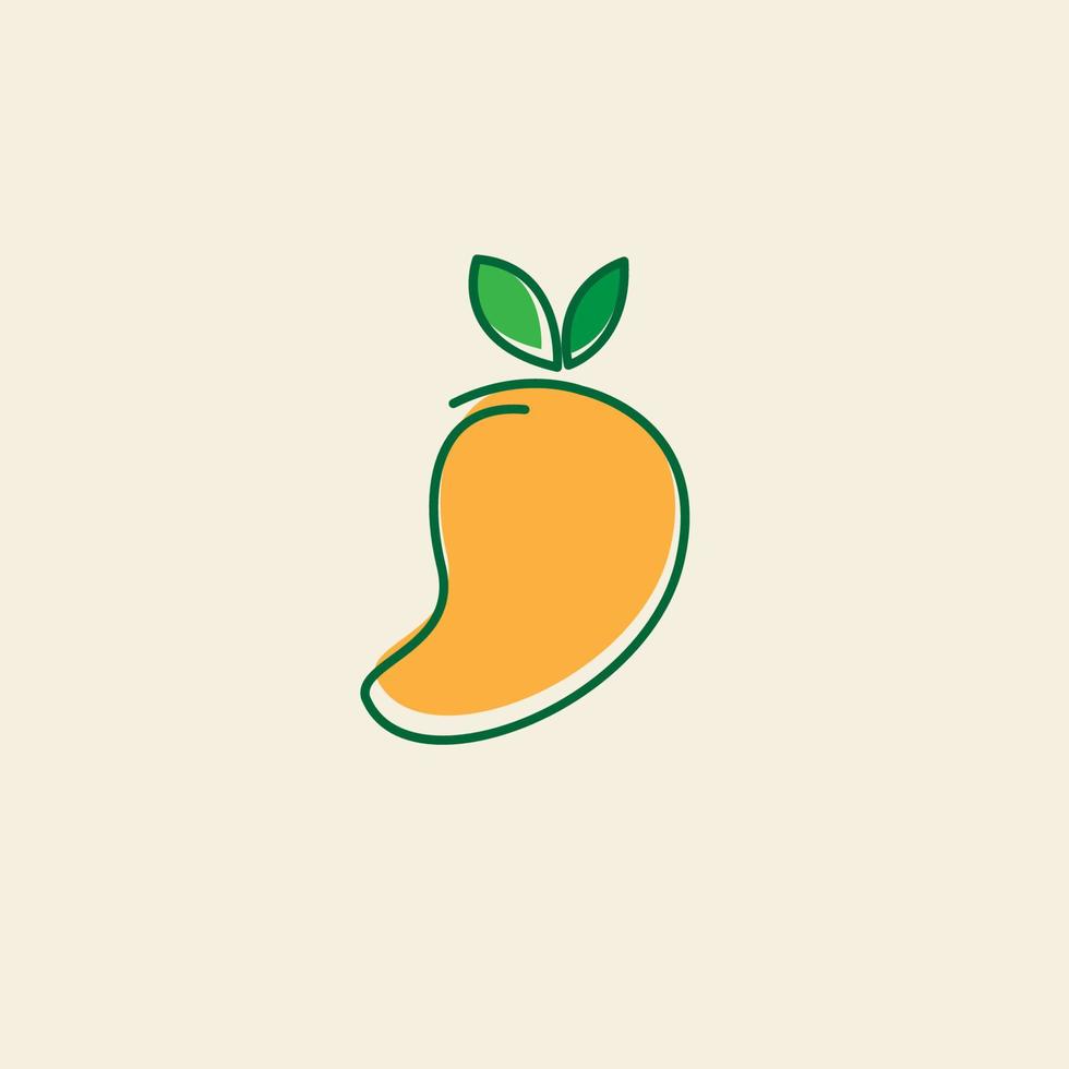 fruit mangue frais logo vecteur icône symbole illustration design minimaliste
