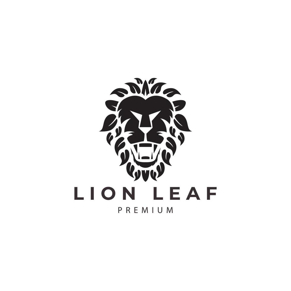 tête de lion avec feuille logo vecteur icône symbole illustration design