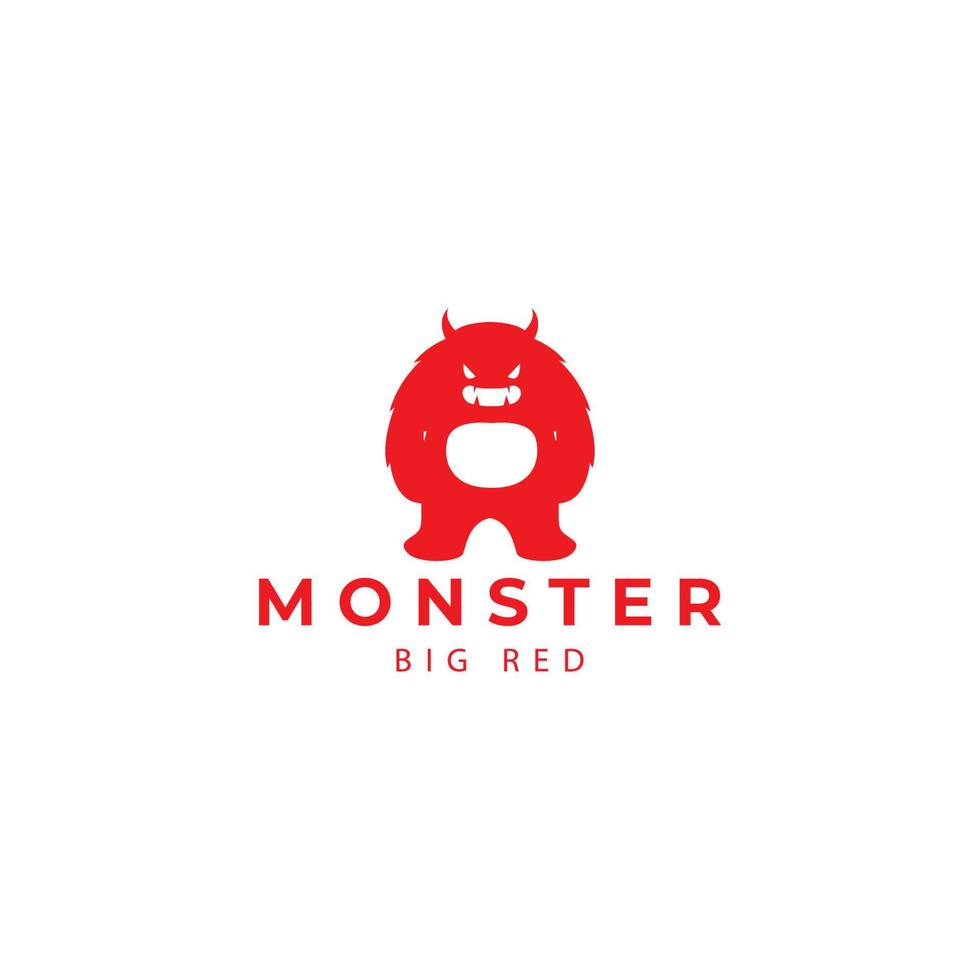 gros monstre rouge mignon effrayant logo design vecteur icône symbole illustration