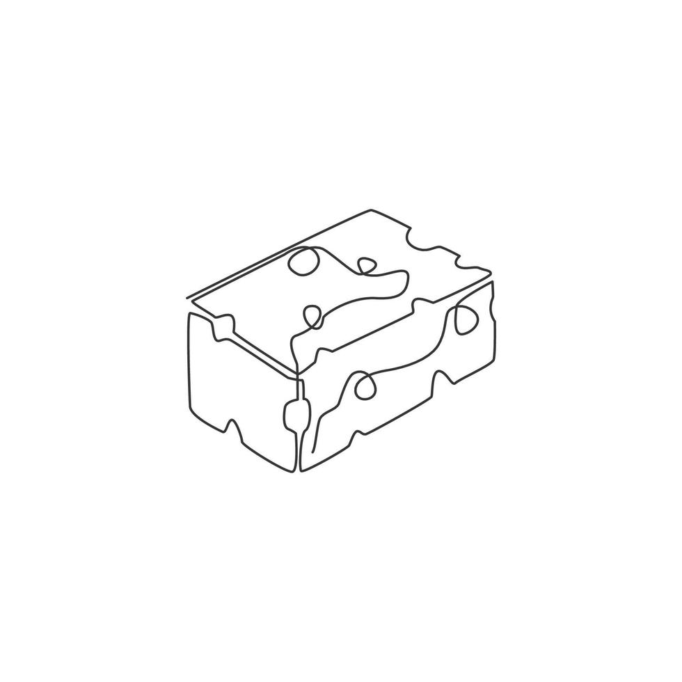un dessin en ligne continu de l'emblème du logo du magasin de fromage italien frais et délicieux. concept de modèle de logo d'épicerie et de pâtisserie. illustration graphique vectorielle de conception de dessin à une seule ligne moderne vecteur