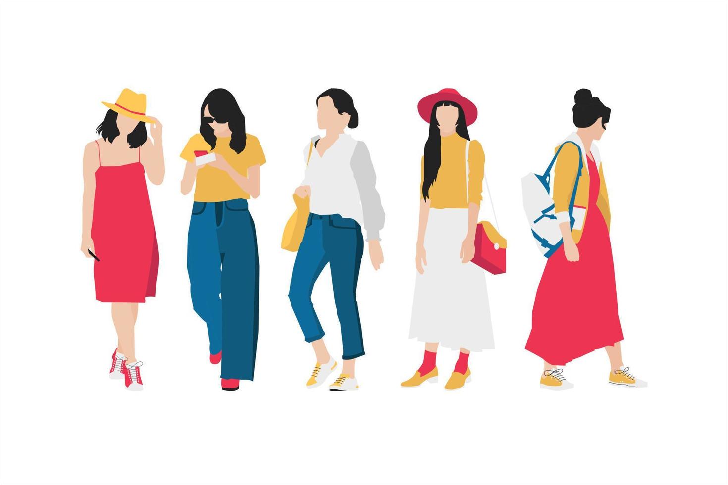 illustration vectorielle du paquet de femmes à la mode vecteur