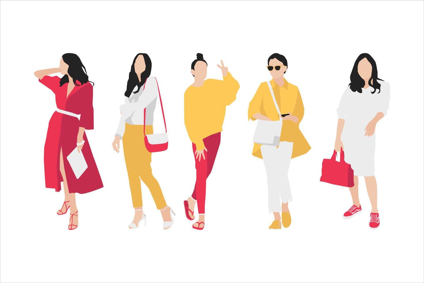 illustration vectorielle de bundle femme à la mode vecteur