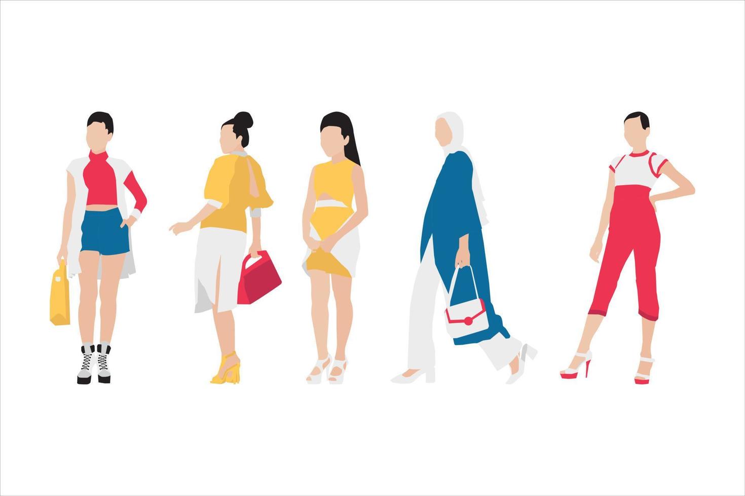 illustration vectorielle du paquet de femmes à la mode vecteur