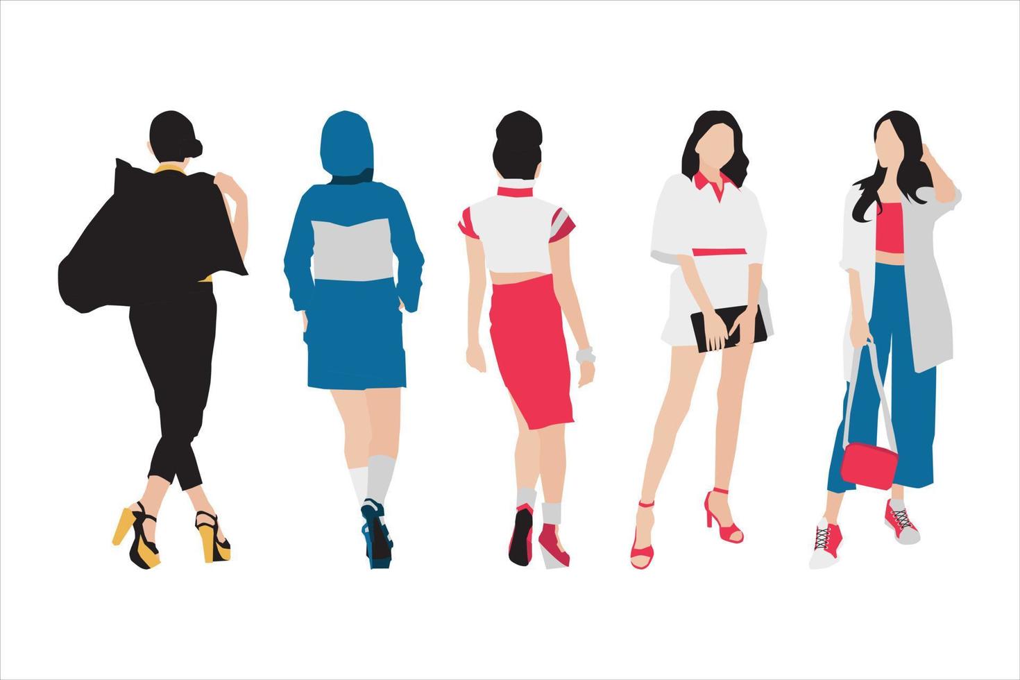 illustration vectorielle du paquet de femmes à la mode vecteur