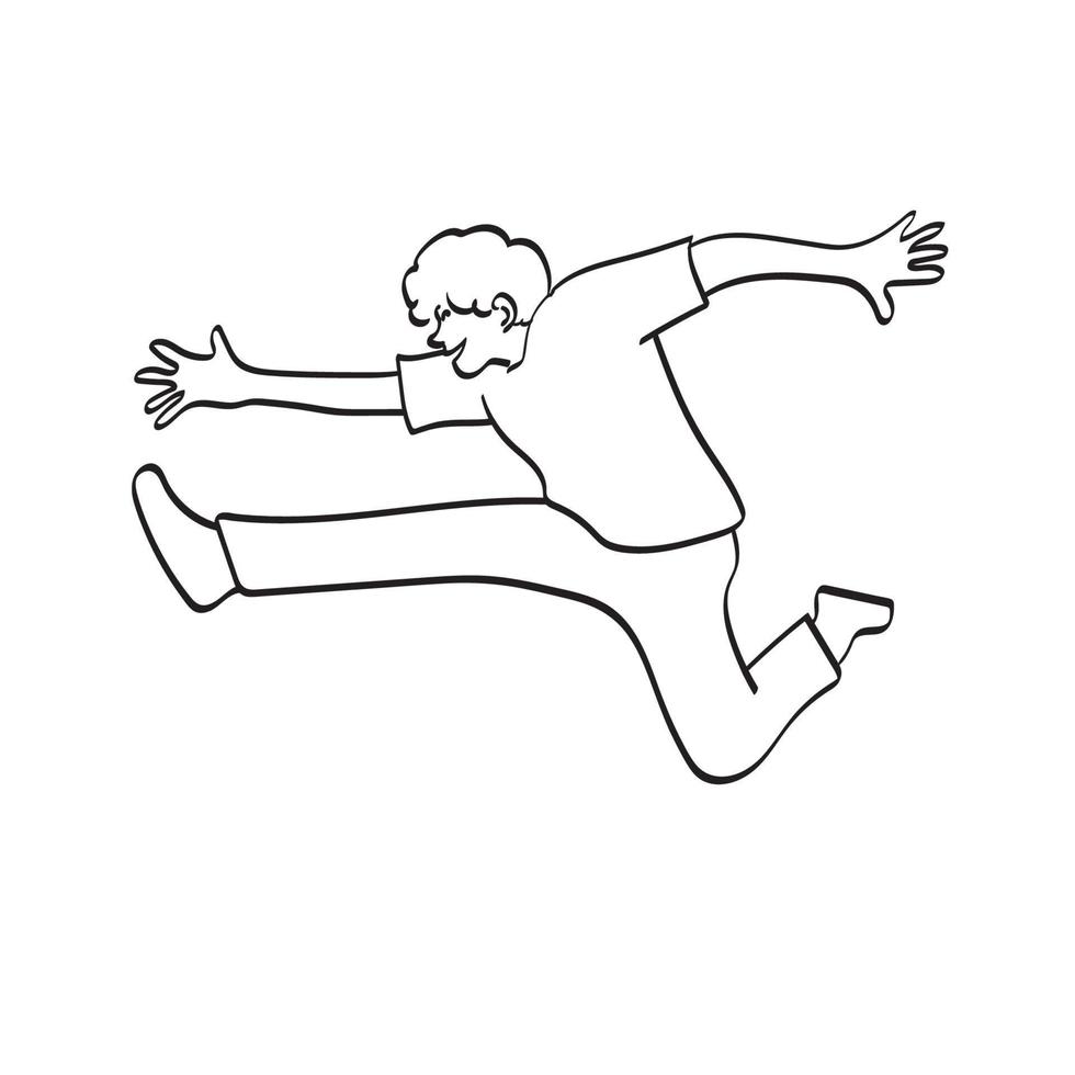 dessin au trait homme sautant illustration vecteur dessiné à la main isolé sur fond blanc