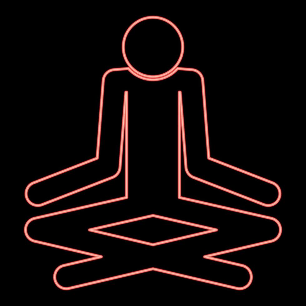 icône de bâton de yoga homme néon couleur noire en cercle illustration vectorielle de couleur rouge image de style plat vecteur