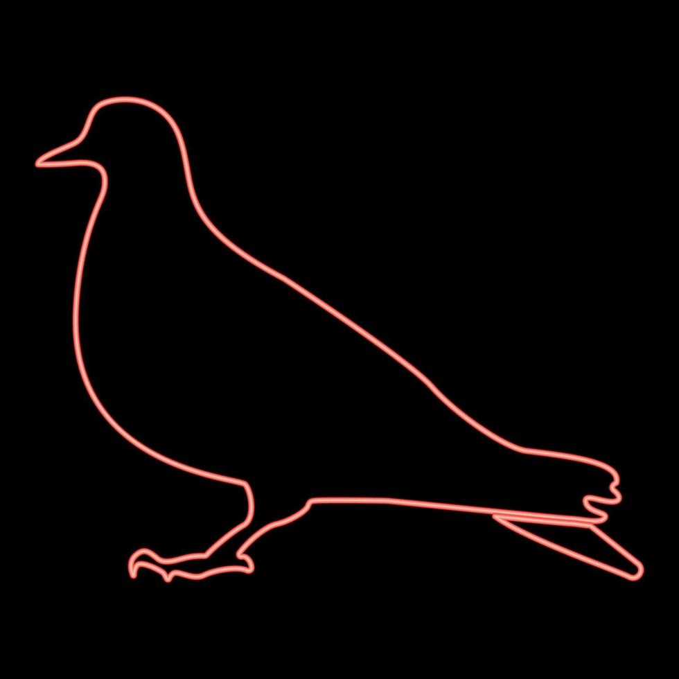 icône colombe néon couleur noire en cercle couleur rouge illustration vectorielle image de style plat vecteur