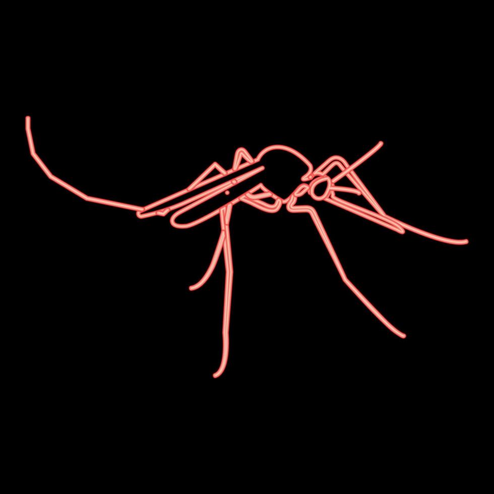 image de style plat d'illustration vectorielle de couleur rouge moustique néon vecteur