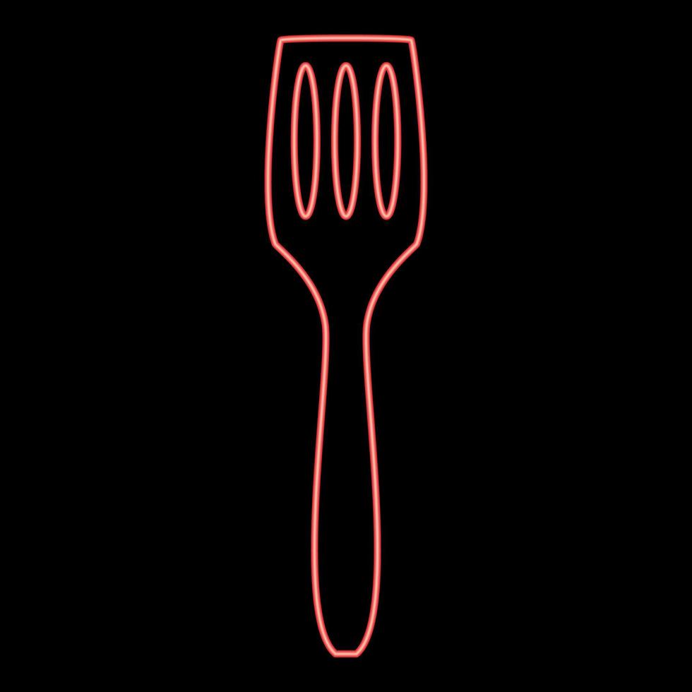 spatule de cuisine au néon illustration vectorielle de couleur rouge image de style plat vecteur