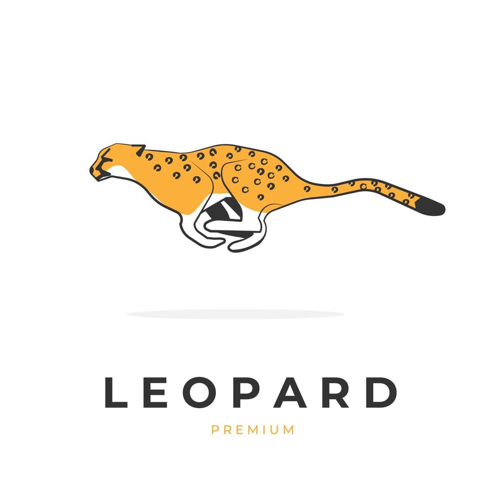 illustration de logo d'un tigre léopard courant vite pour bondir sur sa proie vecteur