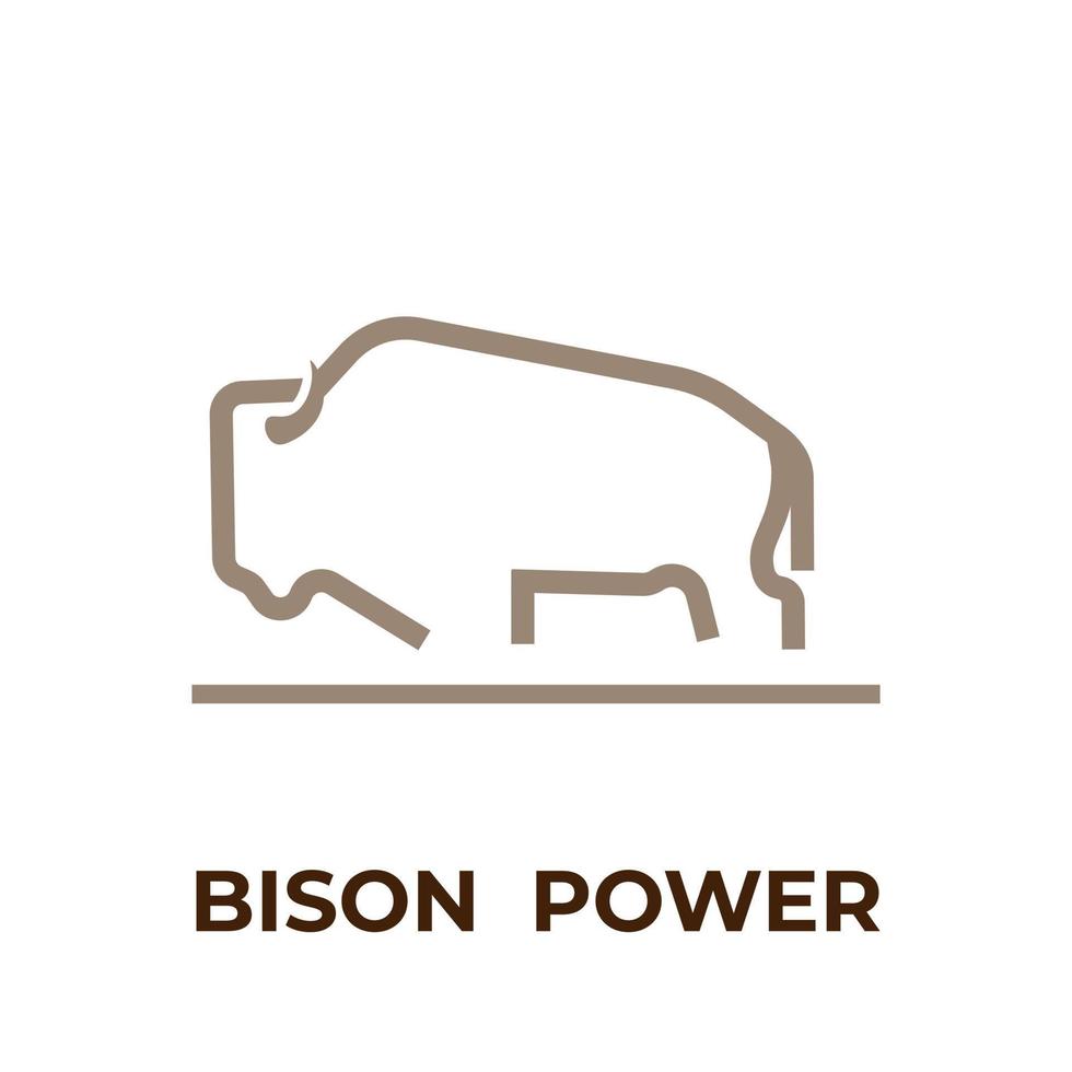 logo illustration bold dessin au trait bison puissance vecteur