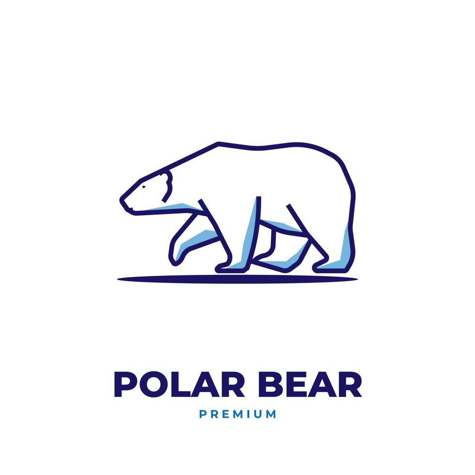 logo d'illustration d'art en ligne simple ours polaire bleu vecteur