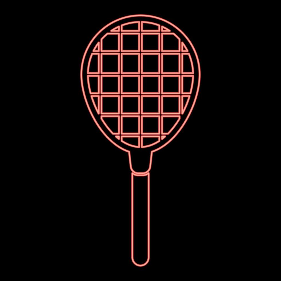 icône de raquette de tennis néon couleur noire en cercle illustration vectorielle de couleur rouge image de style plat vecteur