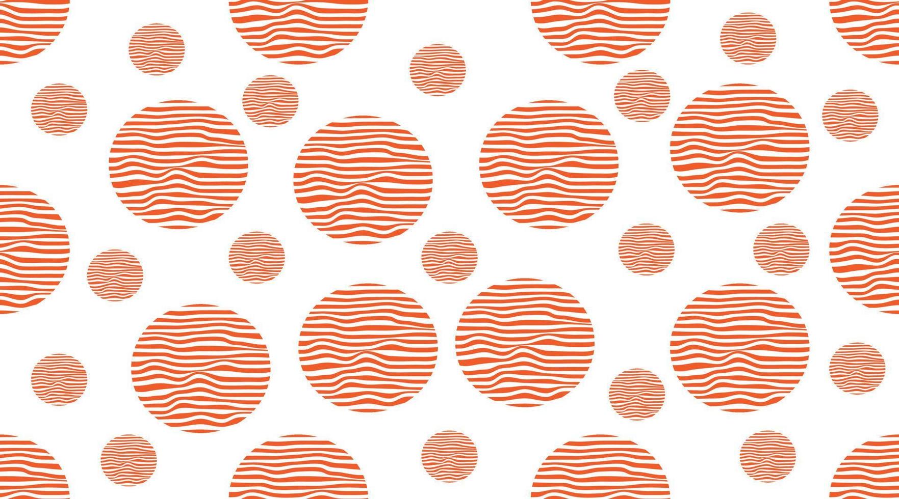 motif dessiné à la main de cercle ondulé. conception de fond géométrique abstrait. modèle sans couture de vecteur orange et blanc