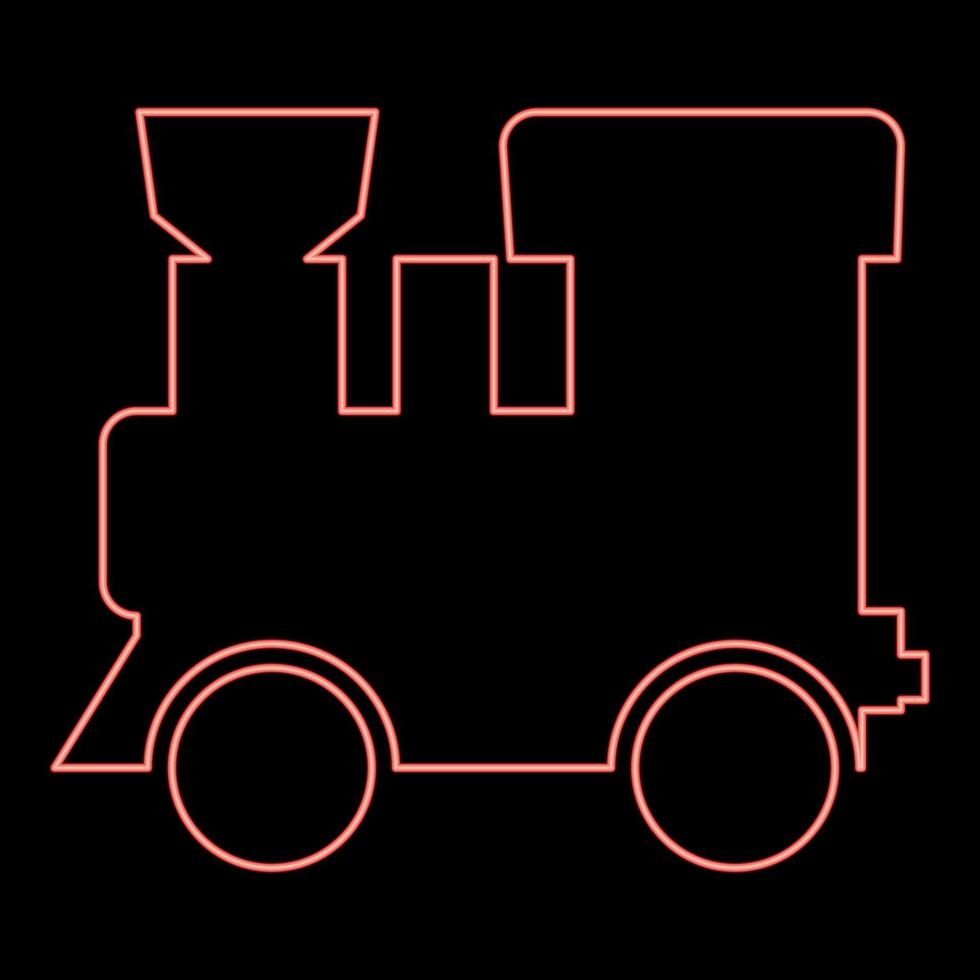 locomotive à vapeur au néon - image de style plat d'illustration vectorielle de couleur rouge du train vecteur