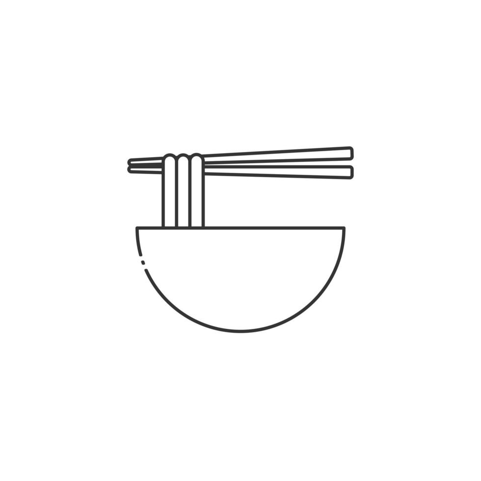 icône de bol de nouilles de vecteur avec style de contour