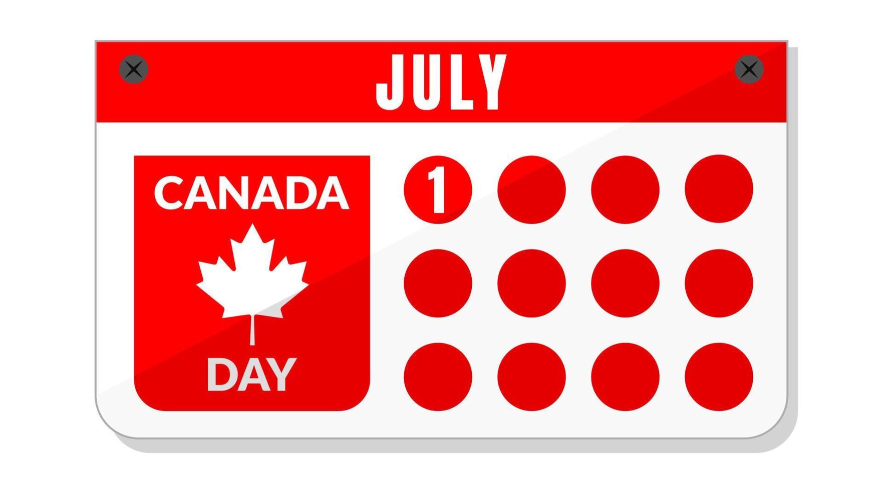 logo de lettrage manuscrit isolé de vecteur pour la fête du canada avec le thème du calendrier