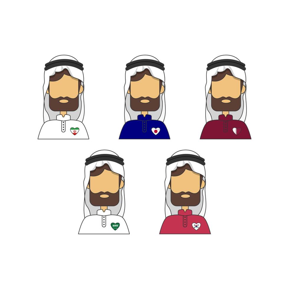personnage masculin arabe ou avatar avec maillot d'une équipe nationale de football d'asie vecteur